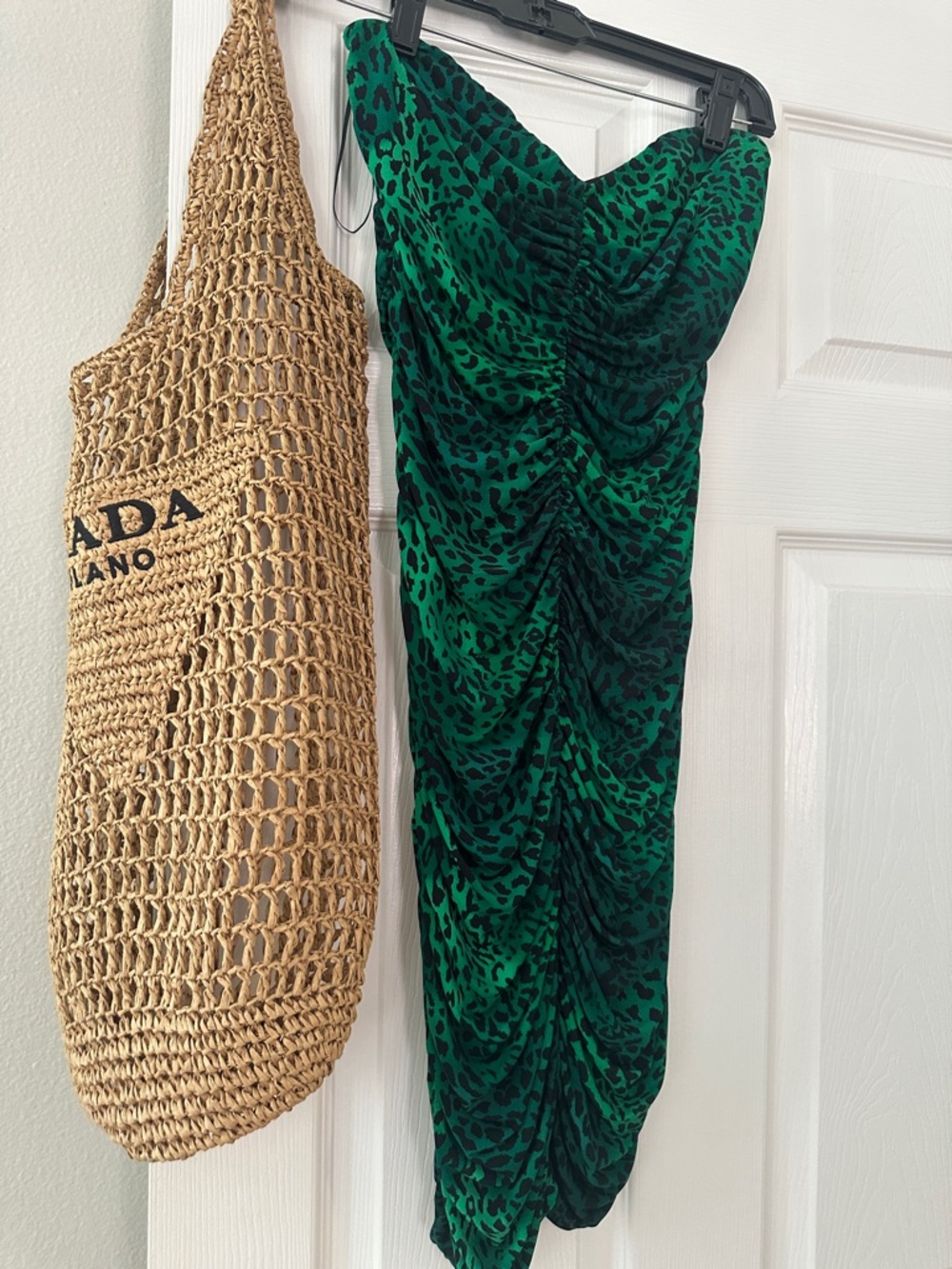 SEXY Moda International GORGEOUS Green and Black Leopard Ruched Strapless Dress